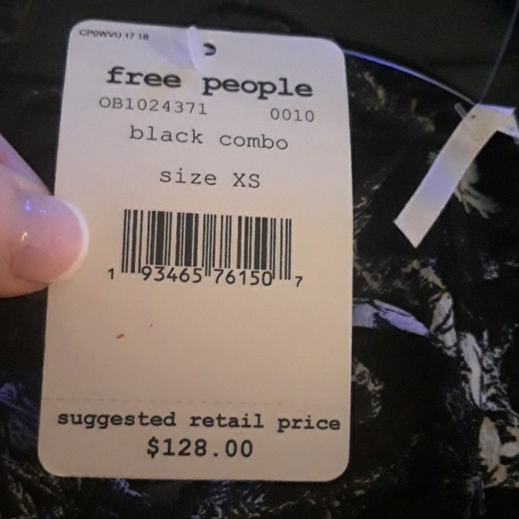 Free people Black White floral Mini Tunic Dress Flirty NEW XS Bohemian Fall HOT - Picture 7 of 7